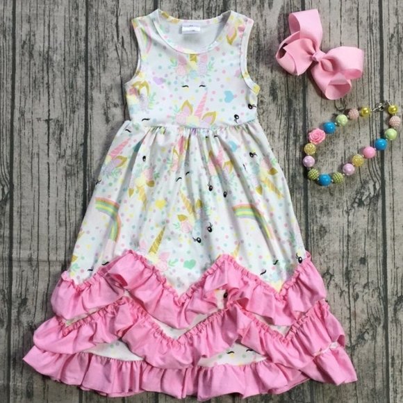 Little Girl Toddler Ruffle Easter Birthday Party Graduation Flower Girl Dress - Picture 2 of 4